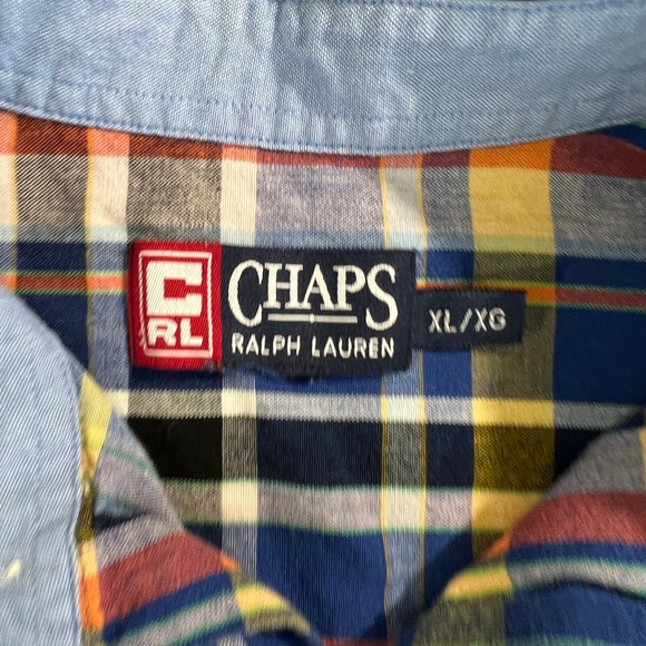 Ralph Lauren Chaps Mens XL Shirt Button Down Multicolor Plaid Linen Blend - Picture 12 of 14